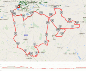 2015 Tour of Cambridgeshire: Gran Fondo map