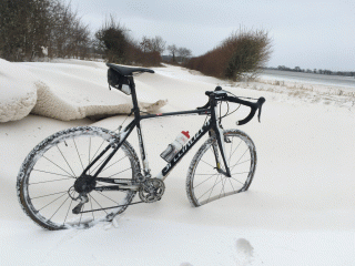 Cycling in the snow -  Felmingham
