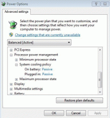 Windows power management: system cooling policy
