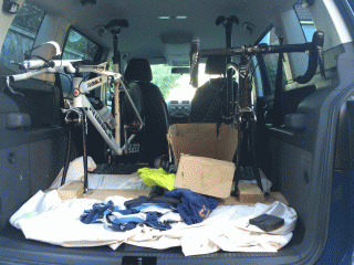 EDCA 100-mile time trial: my bikes packed in the car