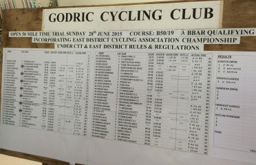 Godric CC 50-mile time trial: results board