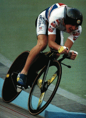 Chris Boardman on the Lotus bike