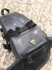 The Topeak saddlebag with frayed straps
