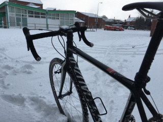 Cycling in the snow - North Walsham