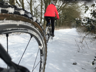 Cycling in the snow - Weavers Way