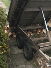 Logs being dumped from the trailer