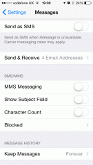 iPhone settings: messaging